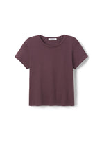 Load image into Gallery viewer, Lisa Recycled Cotton Tee Vintage Fitted Crew in Plum
