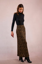 Load image into Gallery viewer, Leopard Knit Maxi Skirt in Khaki

