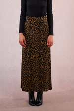 Load image into Gallery viewer, Leopard Knit Maxi Skirt in Khaki
