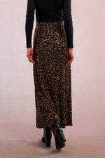 Load image into Gallery viewer, Leopard Knit Maxi Skirt in Khaki
