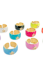 Load image into Gallery viewer, Gold Plated CZ Star Enamel Ring in Black
