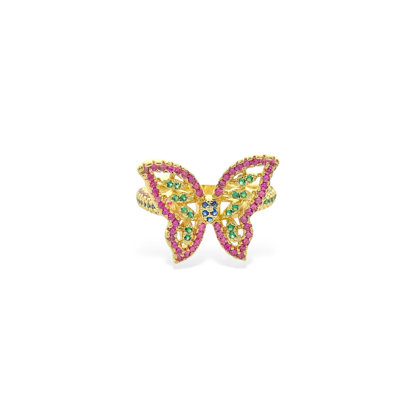 Gold Plated CZ Butterfly Ring