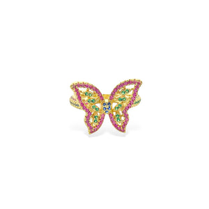 Gold Plated CZ Butterfly Ring