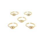 Load image into Gallery viewer, Gold Plated CZ Evil Eye Ring in Clear
