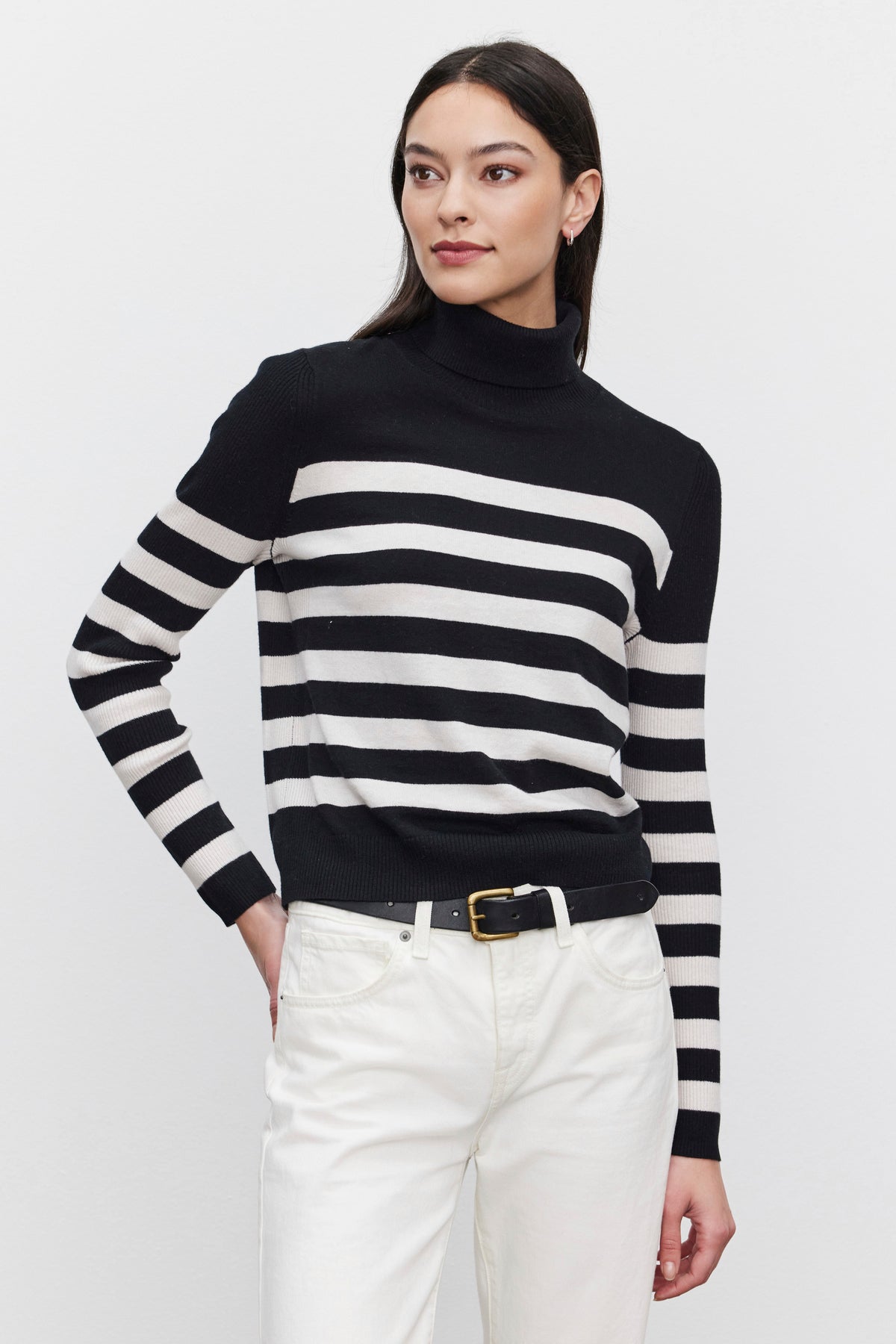 Korie Turtleneck Sweater in Black/Chalk