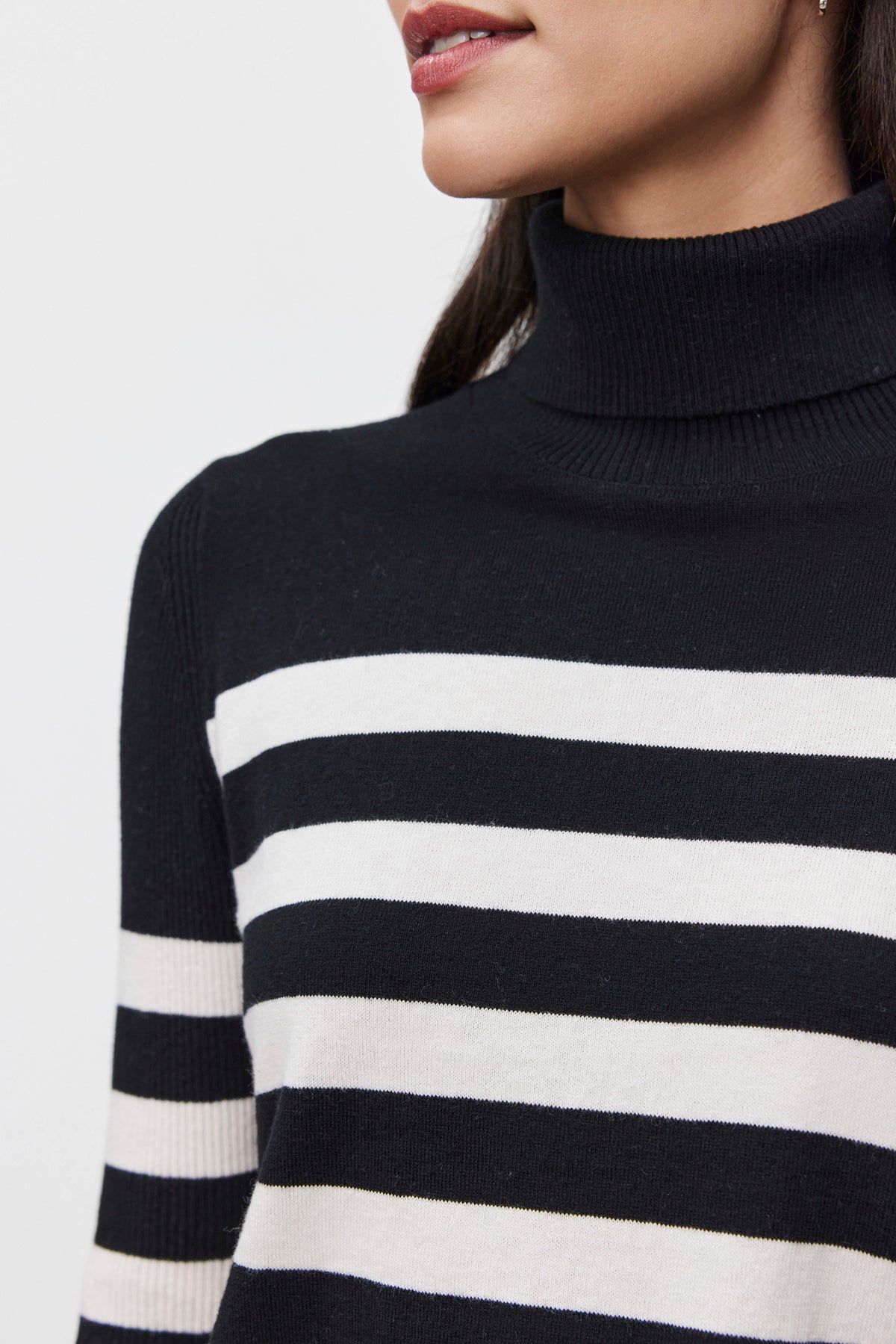 Korie Turtleneck Sweater in Black/Chalk