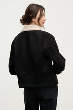 Load image into Gallery viewer, Juno Sherpa Jacket in Black/Cream

