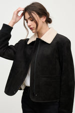 Load image into Gallery viewer, Juno Sherpa Jacket in Black/Cream
