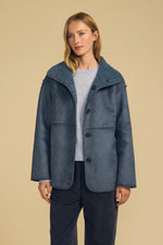 Load image into Gallery viewer, Shona Reversible Suede/Sherpa Jacket in Coal Dust
