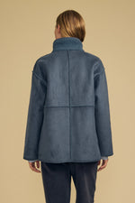 Load image into Gallery viewer, Shona Reversible Suede/Sherpa Jacket in Coal Dust
