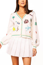 Load image into Gallery viewer, Travel Icon Cardigan in Ivory
