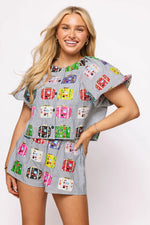 Load image into Gallery viewer, Multi Vintage Suitcase Cotton Top in Black and White Stripe
