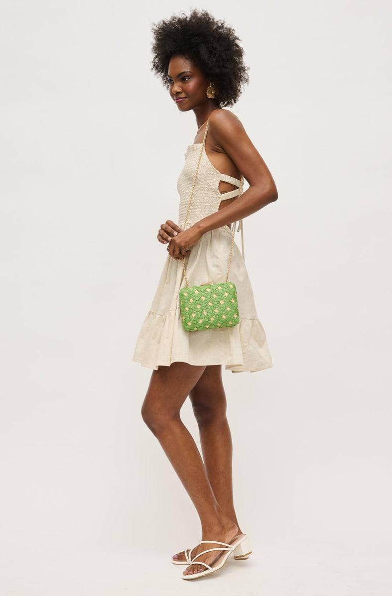 Samantha Evening Bag in Green Natural