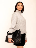 Load image into Gallery viewer, Grace Vegan Whipstitch Tote in Black
