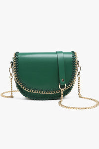 Gold Chain Trim Crossbody in Forest Green