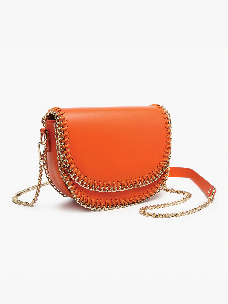 Gold Chain Trim Crossbody in Black