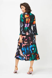 Midi Wrap Dress in Abstract