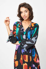 Load image into Gallery viewer, Midi Wrap Dress in Abstract
