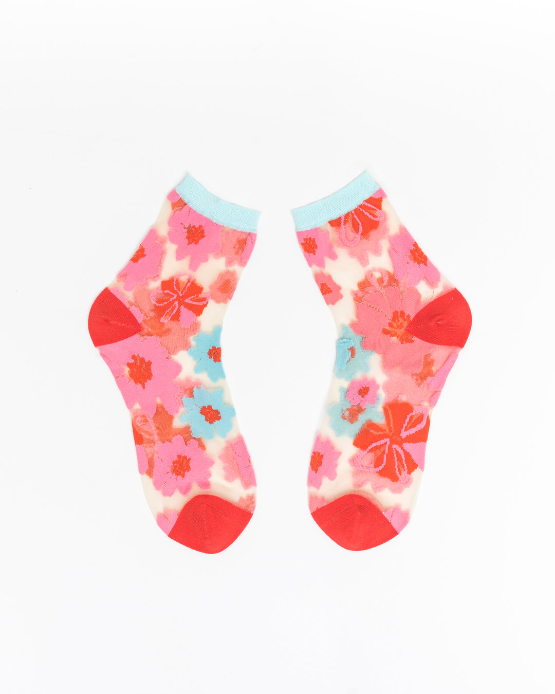 Ribbon Roses Sheer Ankle Sock