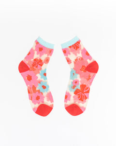 Ribbon Roses Sheer Ankle Sock