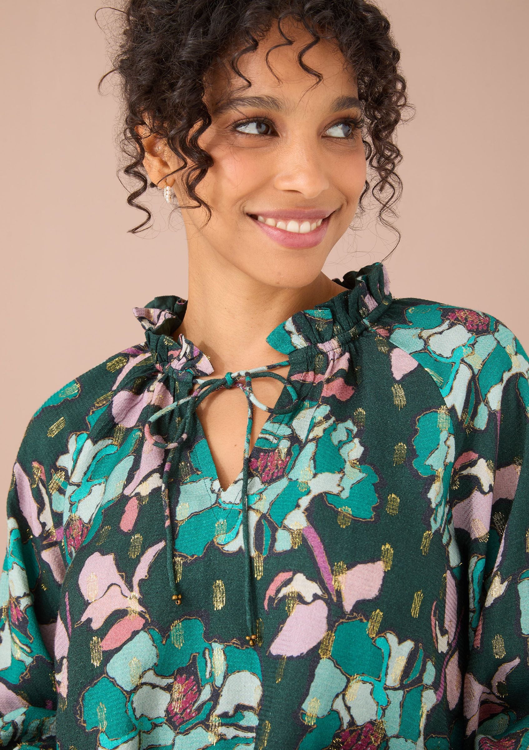 Ashley Top in Emerald Stained Glass Floral