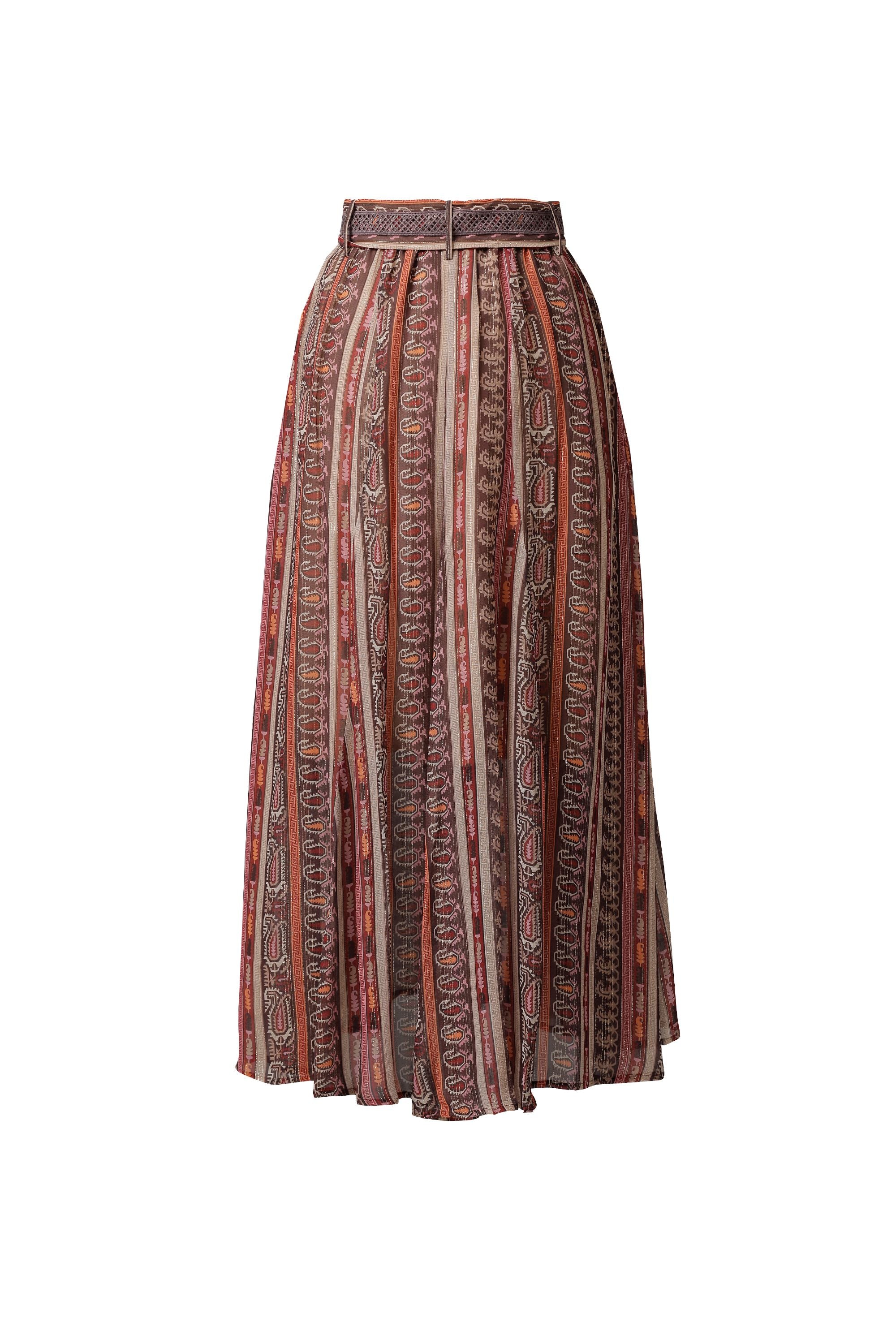 Bella Lurex Print Skirt in Midnight Plum