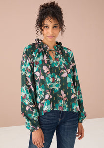 Ashley Top in Emerald Stained Glass Floral