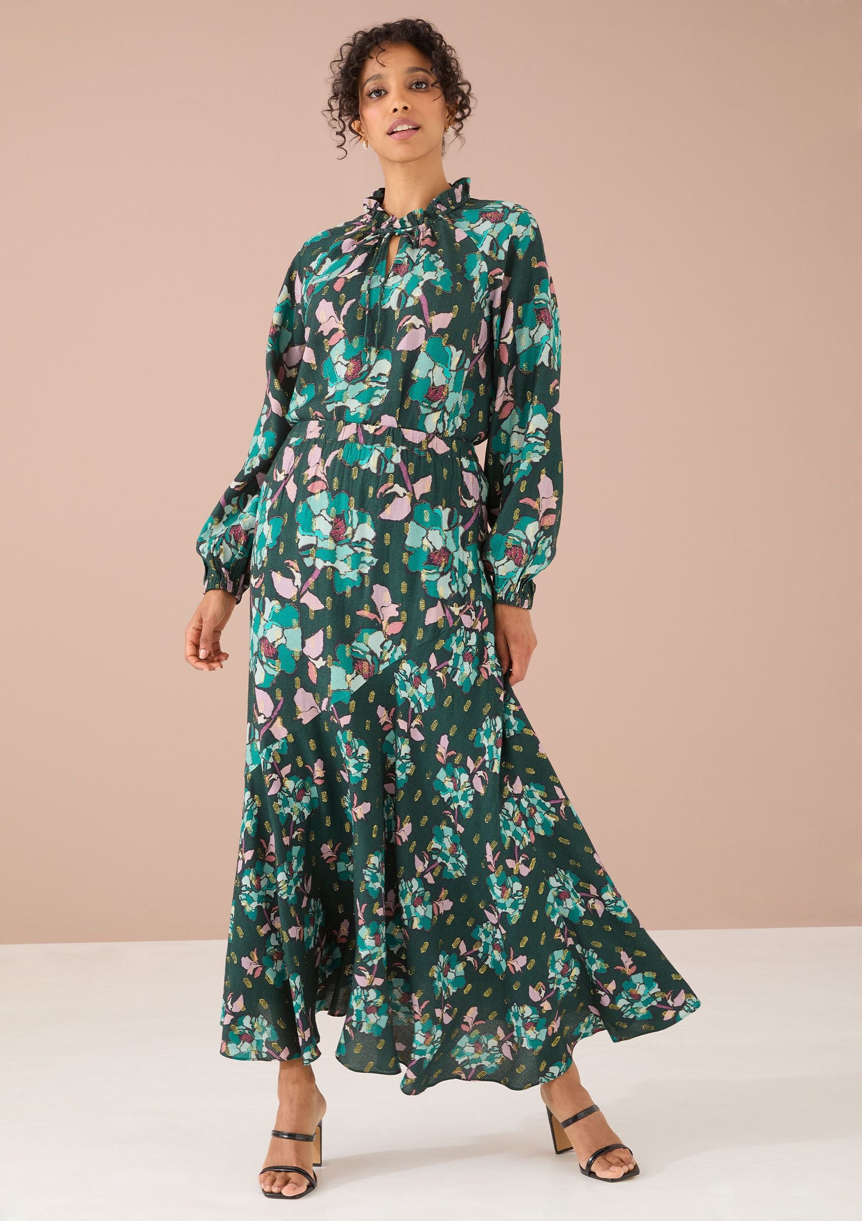 Ara Skirt in Emerald Stained Glass Floral