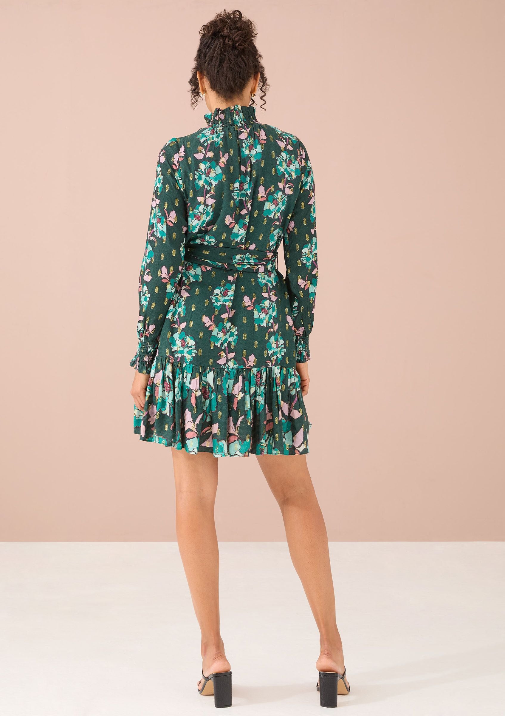 Avery Dress in Emerald Stained Glass Floral