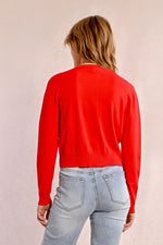 Load image into Gallery viewer, Heart Button Cardigan in Red
