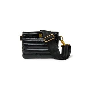 Bum Bag Crossbody in Pearl Black With Gold