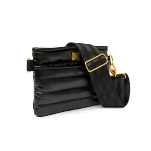 Bum Bag Crossbody in Pearl Black With Gold