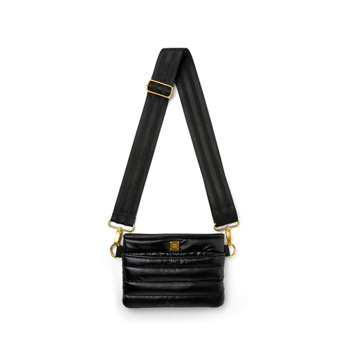 Bum Bag Crossbody in Pearl Black With Gold