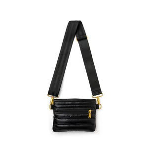 Bum Bag Crossbody in Pearl Black With Gold