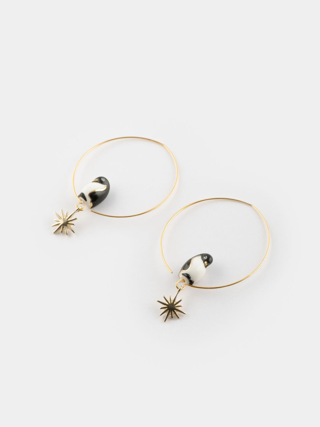 Emperor Penguin w/ Gold Star Small Hoop Earrings