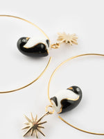 Load image into Gallery viewer, Emperor Penguin w/ Gold Star Small Hoop Earrings
