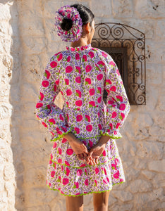 Luna Mini Dress in Neon Camelia
