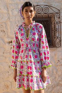 Luna Mini Dress in Neon Camelia
