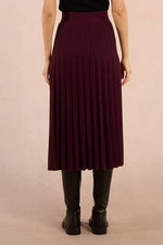 Load image into Gallery viewer, High Waisted Pleated Midi Skirt in Dark Red
