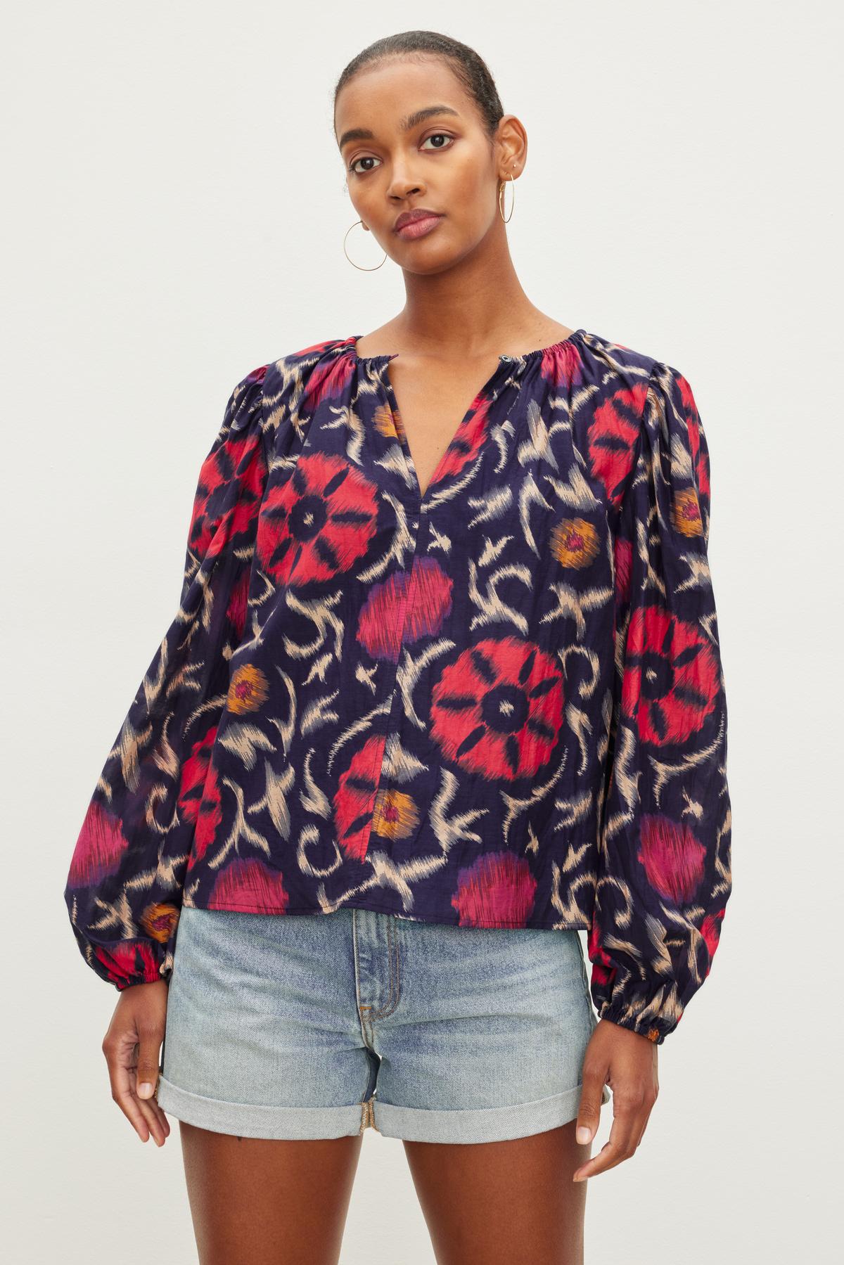 Fraser Long Sleeve Boho Top in Twilight