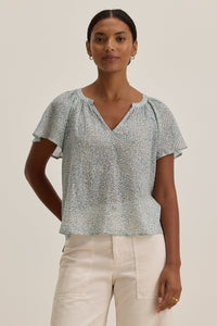 Park Ruffle Sleeve Top in Seafoam