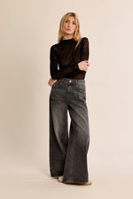 Load image into Gallery viewer, Flocked Leopard Semi Sheer Top in Black
