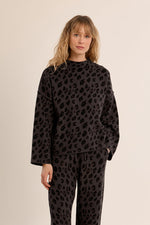 Load image into Gallery viewer, Leopard Knit Sweater in Dark Grey
