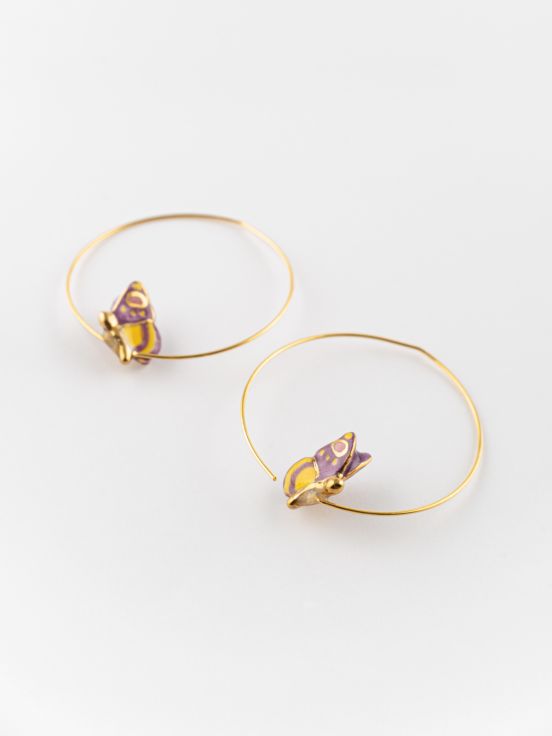 Figs and Flowers Butterfly Hoop Earrings