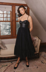 Load image into Gallery viewer, Essex Bustier Midi Dress in Black
