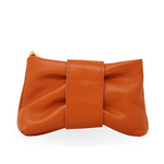 Load image into Gallery viewer, Italian Leather Bow Clutch/Crossbody Bag in Orange
