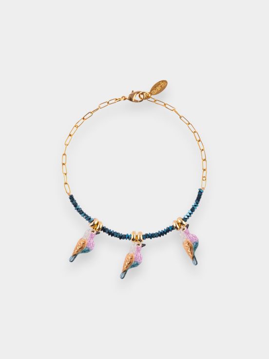 Pink and Blue Bird Bracelet