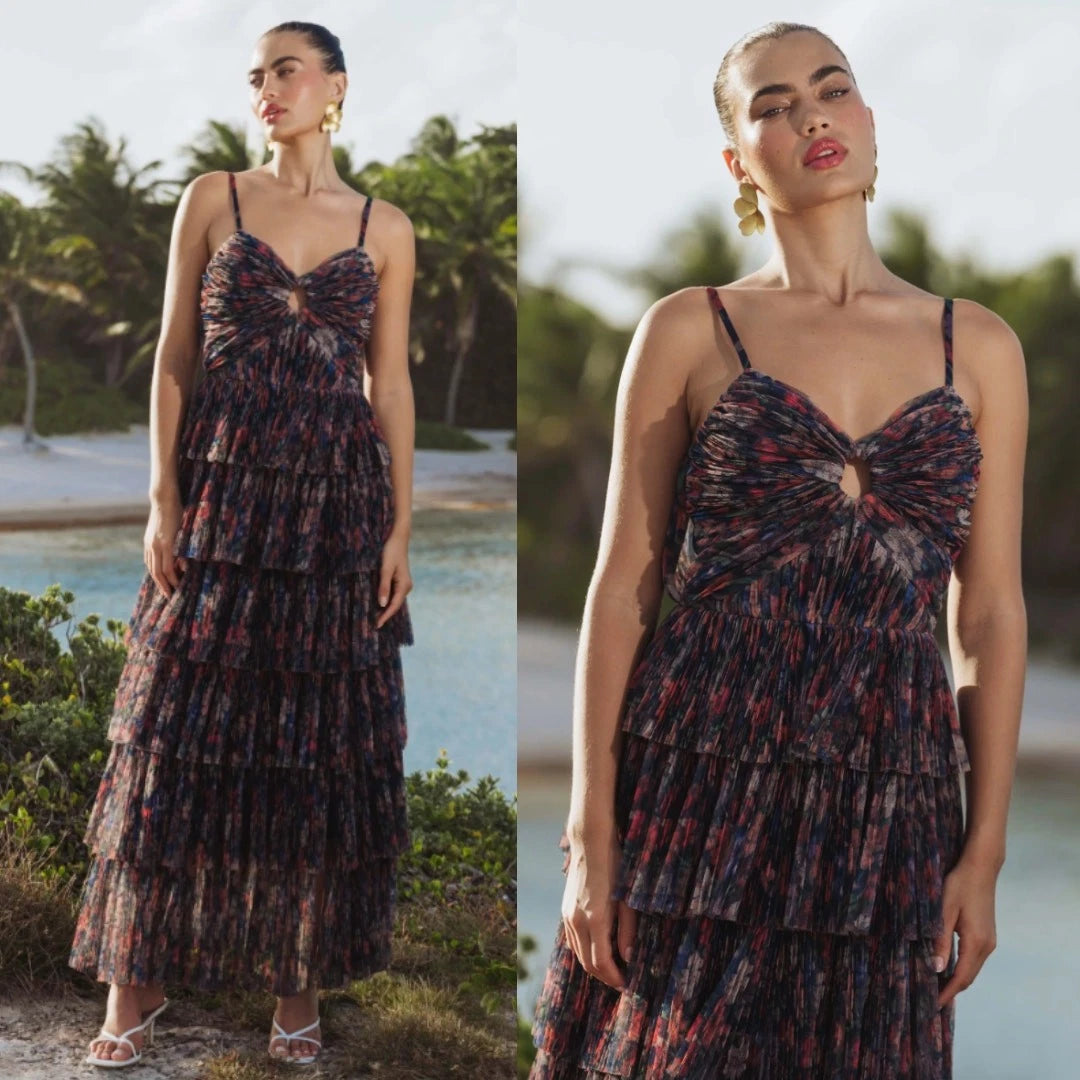 Rosey Gown in Navy Tropical Garden