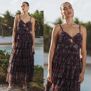 Rosey Gown in Navy Tropical Garden