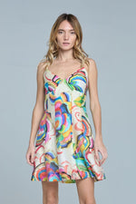 Load image into Gallery viewer, Abstract Floral Print Mini Dress in Cream Multi
